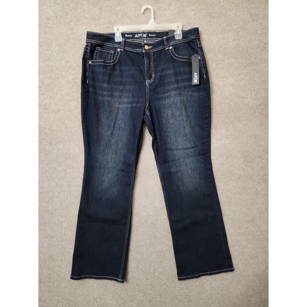 Apt 9 Bootcut Jeans Womens 18W Blue Dark Wash Embellished Stretch NEW